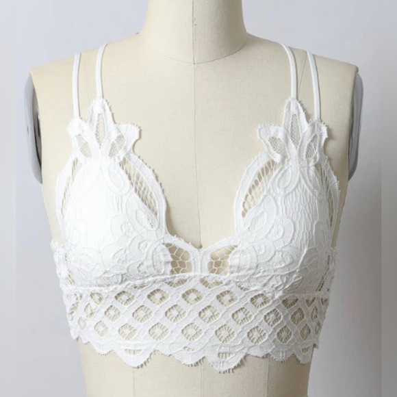 Bohemian White Lace Bralette Cropped Top M - Picture 3 of 10